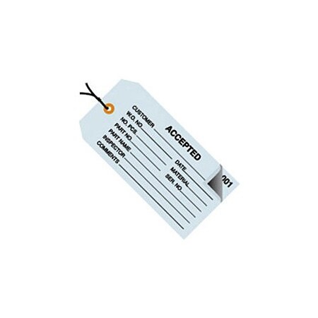 Box Packaging 2 Part Inspection Tags, Accepted, Pre Strung, No 5, 4-3/4L x 2-3/8W, Blue, 500/Pack G21012